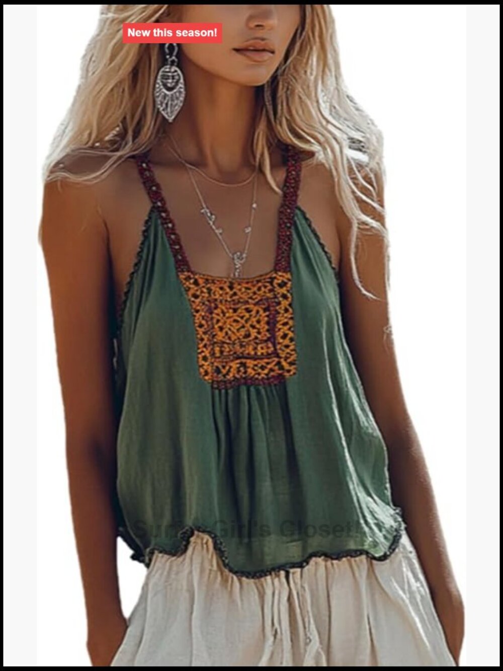 Boho Off Shoulder Sleeveless Tank Top for Women Going Out Trendy